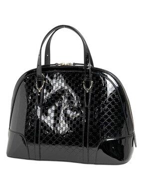 Gucci Micro Guccissima Handbag 2-Way Enamel Nice Patent Leather Black